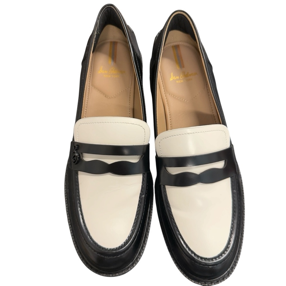Sam Edelman Women’s Colin Black and White Leather Penny Loafers Size 9 - Picture 11 of 14